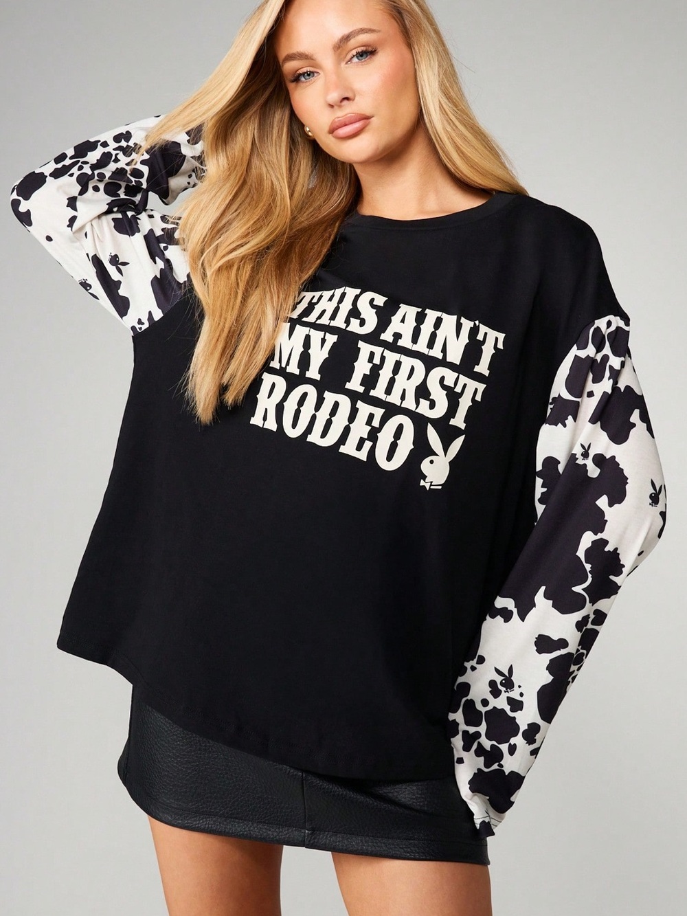 Missguided x Playboy Cow Print Tee